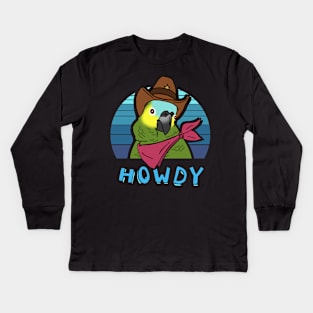 Aesthetic Howdy Cowboy Blue Fronted Amazon Kids Long Sleeve T-Shirt